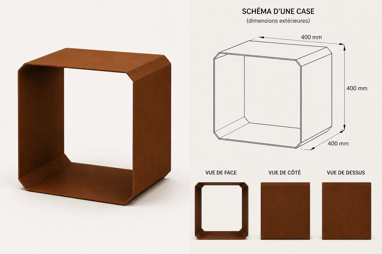 Range bûches corten