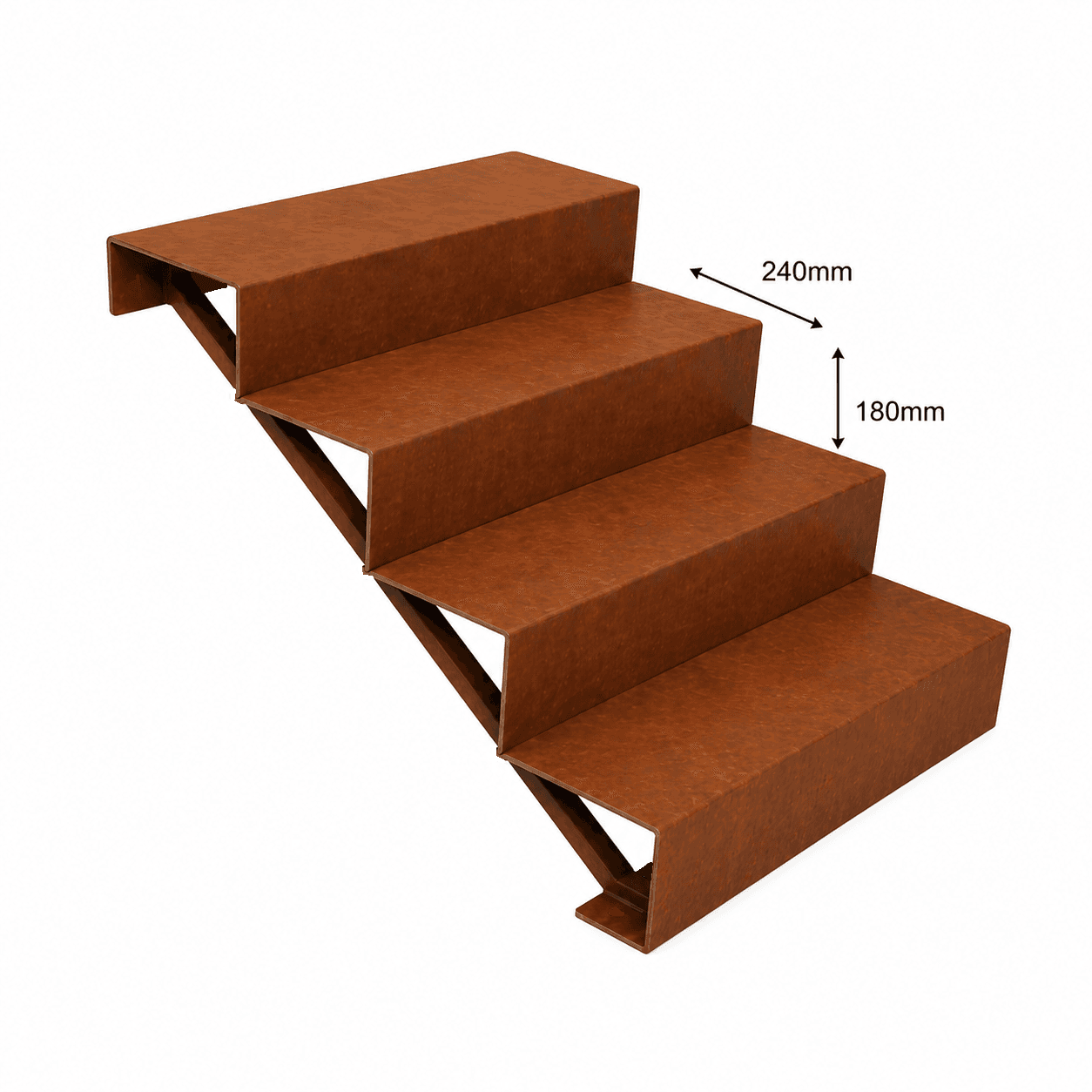 Escalier de jardin acier corten - miniature 2