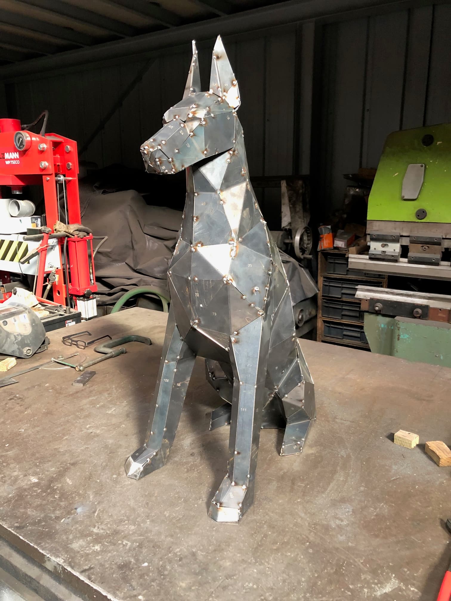 Doberman acier corten — sculpture 3D - miniature 7