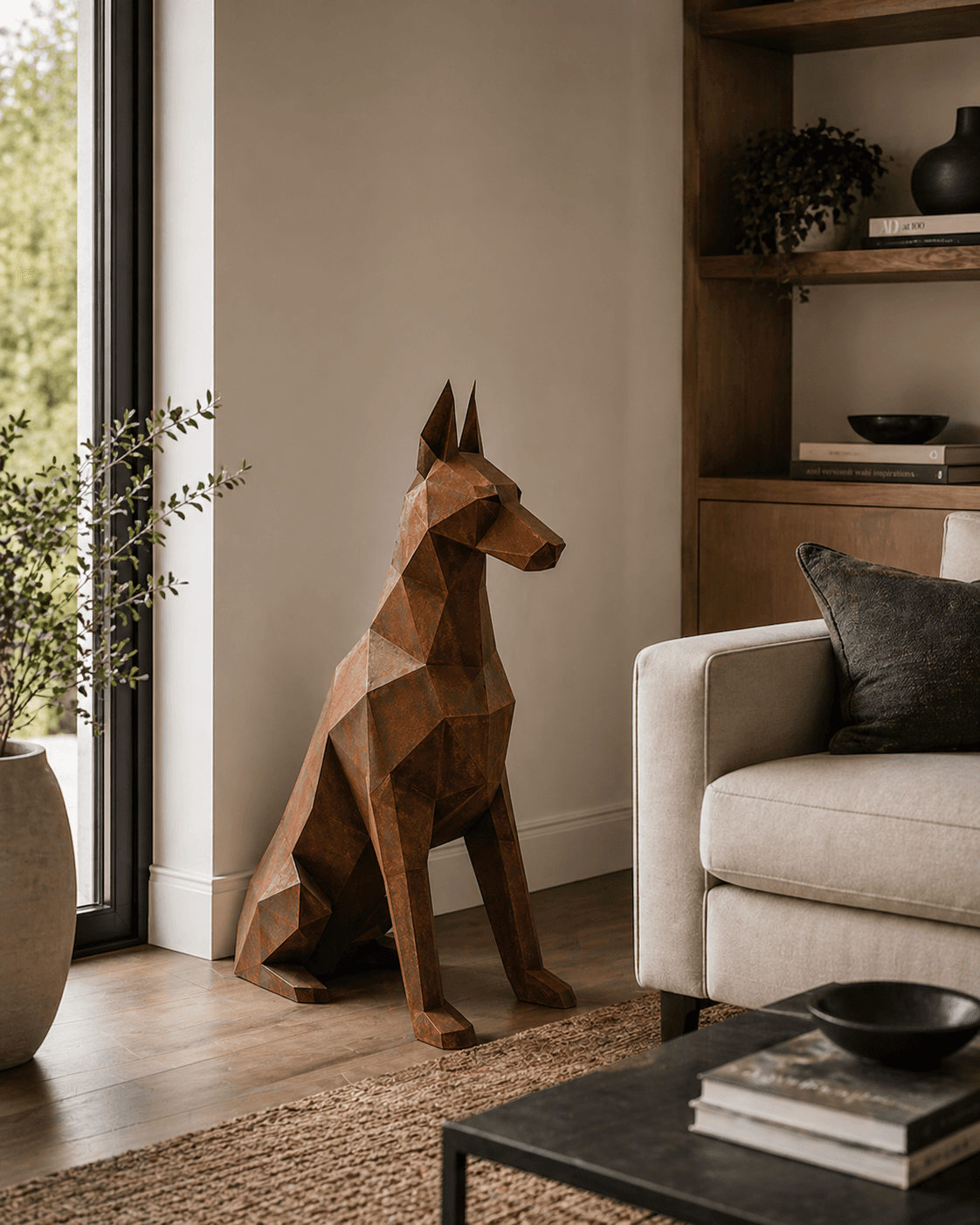 Doberman acier corten — sculpture 3D - miniature 4