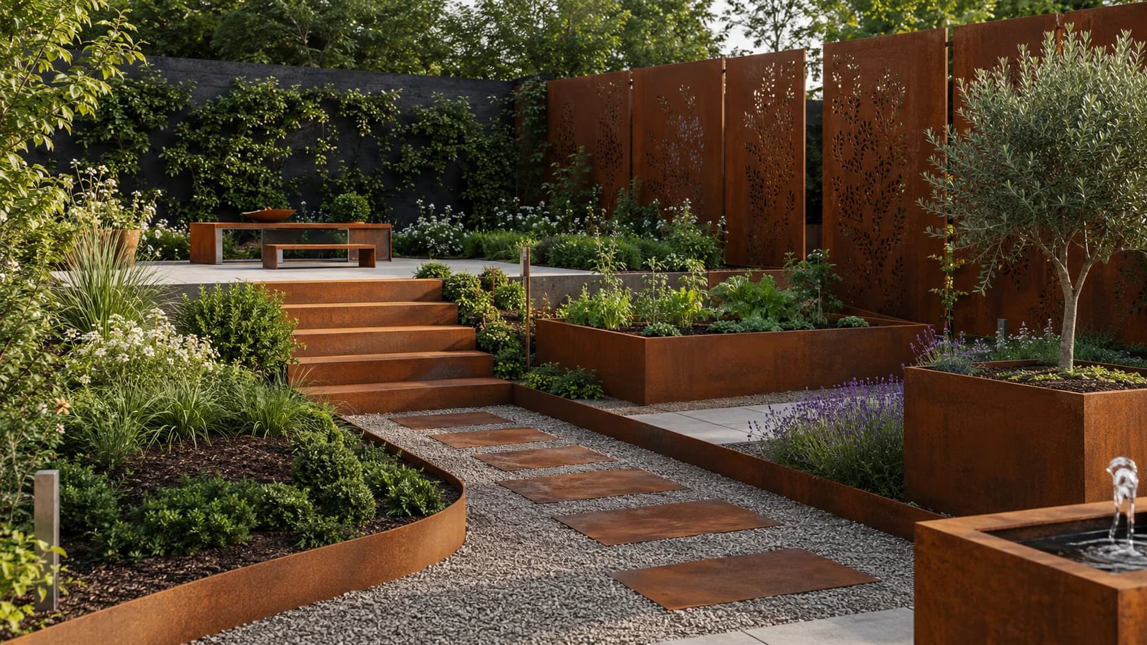 Acier corten : 10 idées d’aménagement pour sublimer votre jardin