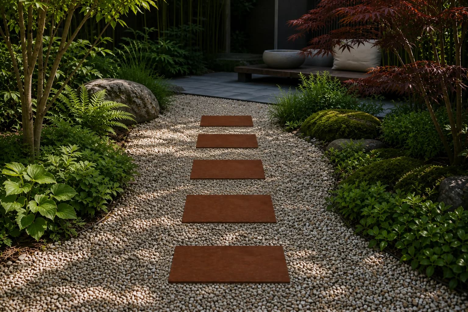 Pas japonais rectangle acier corten 3 mm